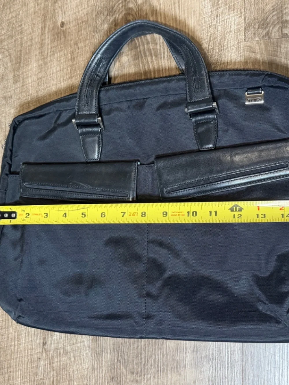 TUMI Black Ballistic Nylon & Leather Slim Satchel Padded 15